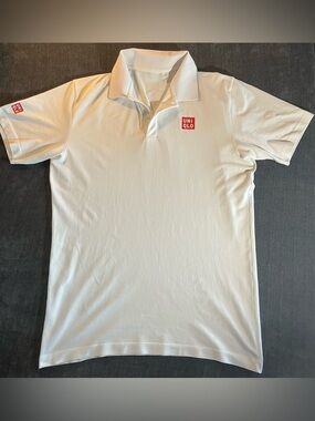 UNIQLO Adam Scott AS Logo Golf Polo Shirt White PGA Tour Style Performance